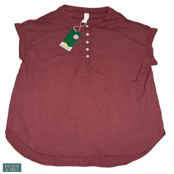 Halara Women’s Henley Neck High Low Curved Hem Top Brown Size Medium NEW/NWT!! - Picture 7 of 12